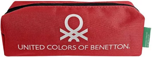 Σχολική Κασετίνα Benetton Υφασμάτινη Βαρελάκι Μονή Κόκκινο
