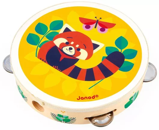 Μουσικό Παιχνίδι Janod Ξύλινο Ντέφι Ρακούν για 2+ Ετών Κίτρινο