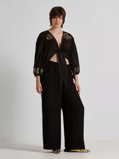 Mat Fashion Γυναικεία Μπλούζα Βαμβακερή Μαύρο