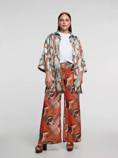 Mat Fashion Παντελόνα Γυναικεία Ψηλόμεση Υφασμάτινη Εμπριμέ Λεοπάρ