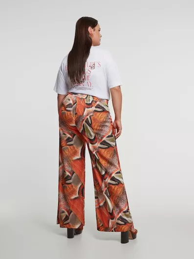 Mat Fashion Παντελόνα Γυναικεία Ψηλόμεση Υφασμάτινη Εμπριμέ Λεοπάρ