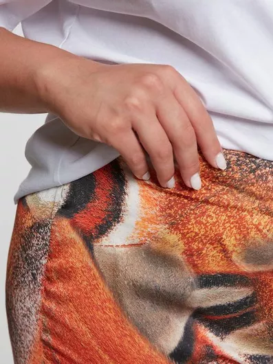Mat Fashion Παντελόνα Γυναικεία Ψηλόμεση Υφασμάτινη Εμπριμέ Λεοπάρ