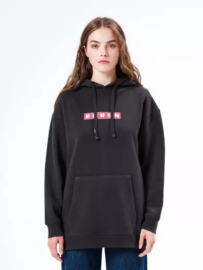 Emerson Μακρύ Γυναικείο Φούτερ με Κουκούλα Μαύρο