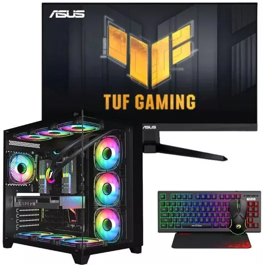 Gaming Desktop PC Vengeance Gotham-V96 Ryzen 5-5500/32GB DDR4/512GB SSD/GeForce RTX 4060/No OS με Πληκτρολόγιο International English με Οθόνη Asus TUF Gaming VG246H1A IPS