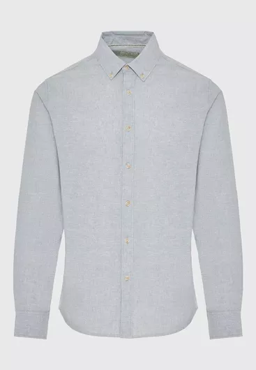 Funky Buddha Μακρυμάνικο Λινό Πουκάμισο Κανονικής Γραμμής Μελανζέ