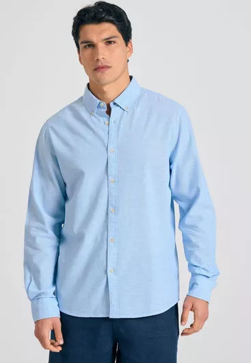 Funky Buddha Ανδρικό Μακρυμάνικο Λινό Πουκάμισο Regular Fit Melange