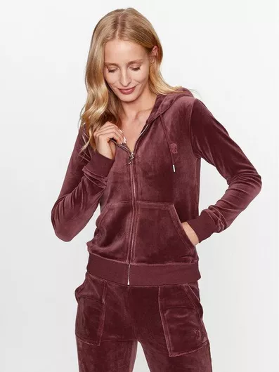 Juicy Couture Robertson Μακρύ Γυναικείο Φούτερ με Κουκούλα Μπορντό