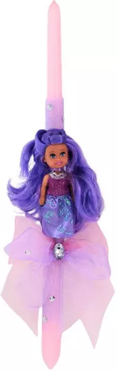 Πασχαλινή Λαμπάδα Στρογγυλή με Κουτί Μοβ