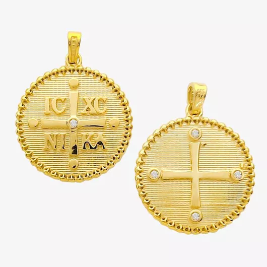 Charm Φυλαχτό ΚωνσταντινάτοΧρυσό 9 Καρατίων με Ζιργκόν