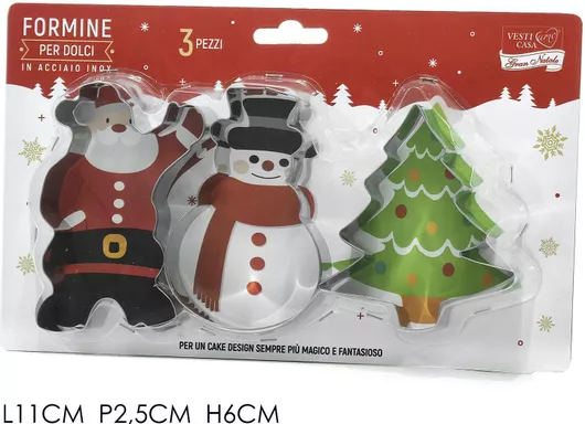 General Trade Σετ Μεταλλικές Χριστουγεννιάτικες Φόρμες Γλυκών Ασημί 3 τεμαχίων