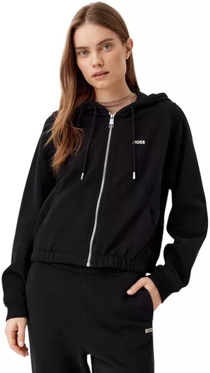 Hugo Boss Γυναικεία Ζακέτα Φούτερ με Κουκούλα Μαύρο