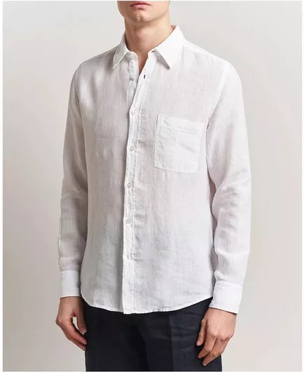 Hugo Boss Λευκό Λινό Μακρυμάνικο Πουκάμισο Regular Fit