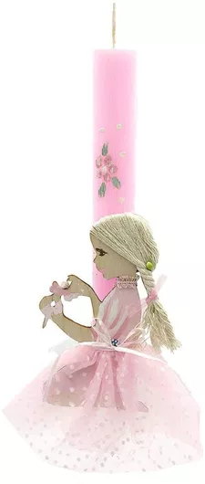 Πασχαλινή Λαμπάδα Στρογγυλή Ροζ