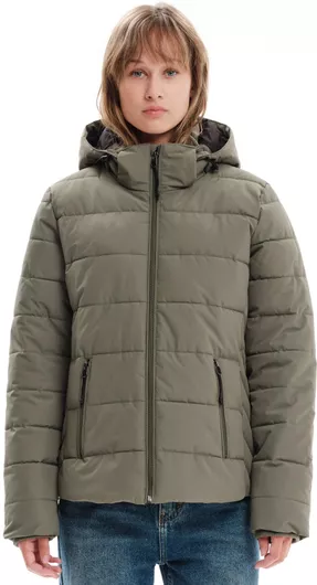 Emerson Κοντό Γυναικείο Puffer Μπουφάν Χακί