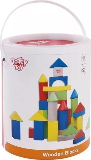 Τουβλάκι Tooky Toys Ξύλινα 50 τμχ.