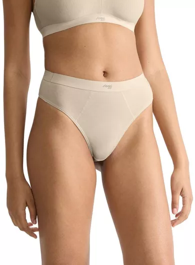 Triumph Βαμβακερό Ψηλόμεσο Γυναικείο String σε Απόχρωση Μπεζ Άμμου