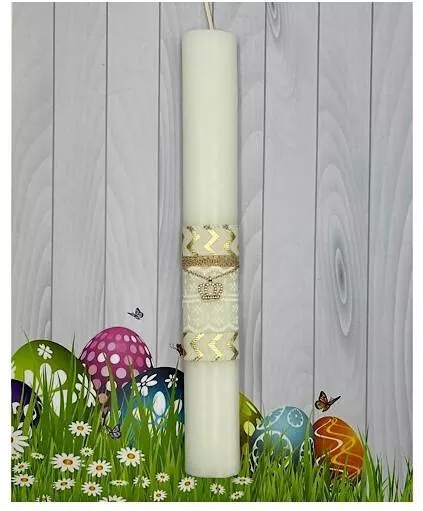 Πασχαλινή Λαμπάδα Στρογγυλή Λευκό