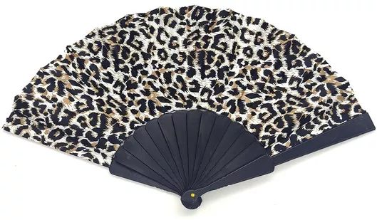 Βεντάλια Πλαστική με Λευκό Λεοπάρ Σχέδιο