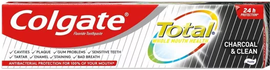 Οδοντόκρεμα Colgate Charcoal & Clean με Ενεργό Άνθρακα για Ευαίσθητα Δόντια, Ουλίτιδα, Πλάκα & Τερηδόνα 75ml