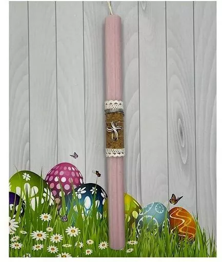 Πασχαλινή Λαμπάδα Στρογγυλή Ροζ