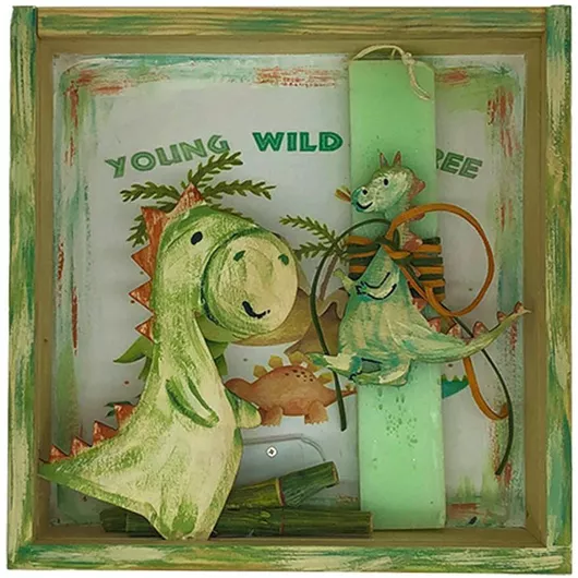 Πασχαλινή Λαμπάδα Δεινόσαυρος Στρογγυλή Χειροποίητη