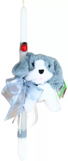 Πασχαλινή Λαμπάδα Στρογγυλή με Κουτί 15cm. Γκρι