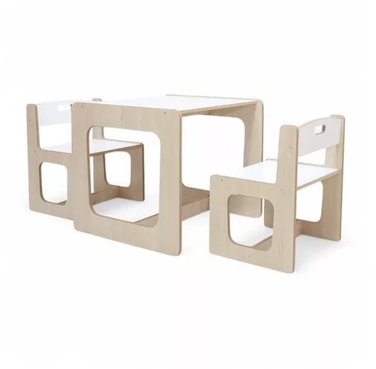 Σετ Παιδικό Τραπέζι με Καρέκλες από Ξύλο Λευκό