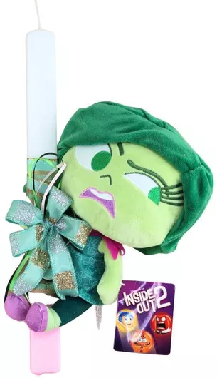 Πασχαλινή Λαμπάδα Πλακέ Κερί Αηδία Μυαλά Κουβαλάς Inside Out Λούτρινο 27cm