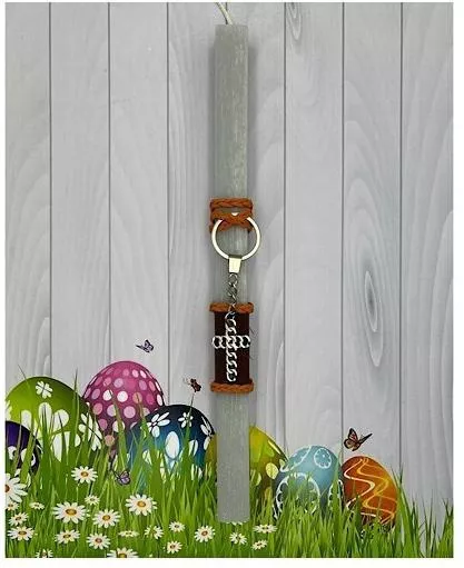 Πασχαλινή Λαμπάδα Στρογγυλή Γκρι