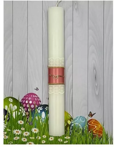 Πασχαλινή Λαμπάδα Στρογγυλή Λευκό