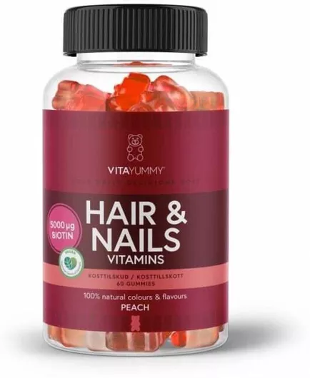VitaYummy Hair & Nails Ειδικό Συμπλήρωμα Διατροφής 60 ζελεδάκια Ροδάκινο