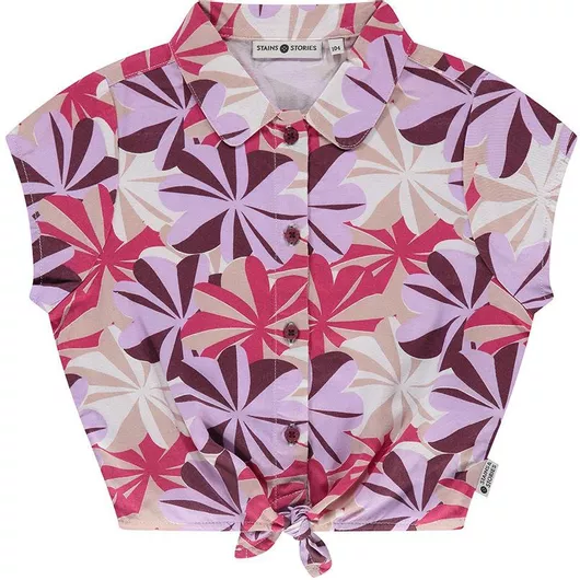 Stains & Stories Παιδικό Αμάνικο Πουκάμισο με Floral Σχέδιο Lilac