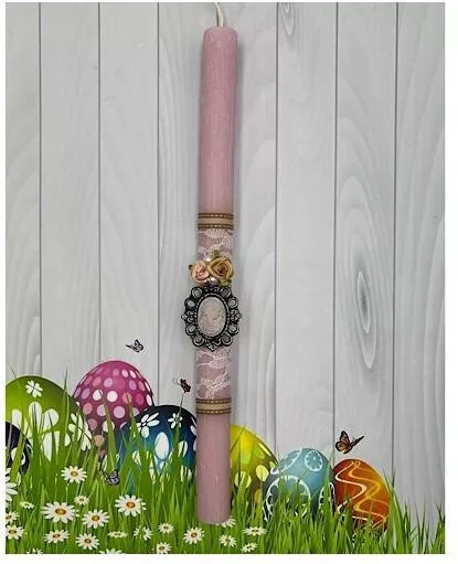 Πασχαλινή Λαμπάδα Στρογγυλή Ροζ