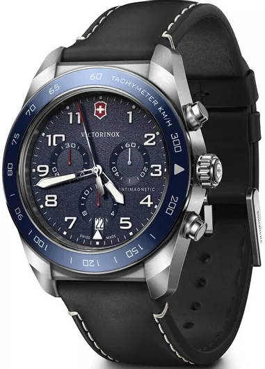 Ανδρικό Ρολόι Victorinox Ανδρικό 42mm Χρονογράφος Μπαταρίας με Μαύρο Δερμάτινο Λουράκι