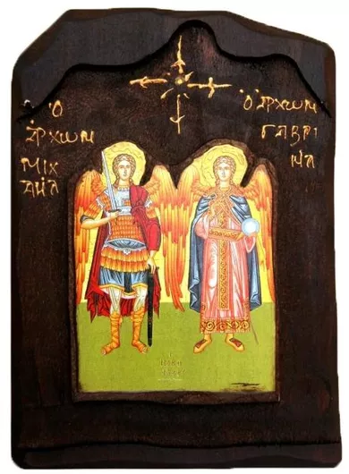 Ξύλινη Εικόνα Αρχάγγελοι Μιχαήλ & Γαβριήλ Γ2 30x22cm