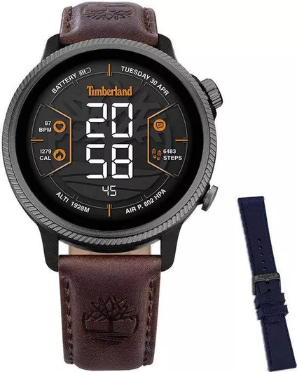 Timberland Trail Force S1 48mm Smartwatch με Παλμογράφο Dark Brown Leather Strap Gift Set