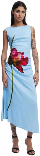 Desigual Maxi Φόρεμα Μπλε για Γάμο ή Βάπτιση