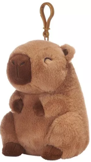 Μπρελόκ Capybara Κλειστά Μάτια Καφέ Λούτρινο 12cm