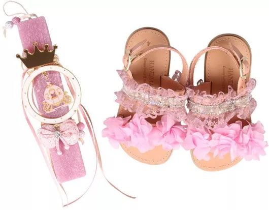 Πασχαλινή Λαμπάδα Στρογγυλή Χειροποίητη Ροζ