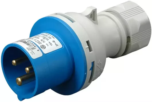 16A 3-Pin Power Plug, 230V AC, IP44 Rated