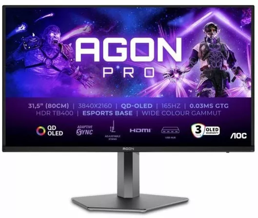 AOC AG326UD QD-OLED HDR Monitor 31.5" 4K 3840x2160 165Hz με Χρόνο Απόκρισης 0.03ms GTG