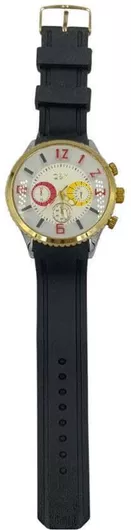 Γυναικείο Ρολόι με Μαύρο Καουτσούκ Λουράκι