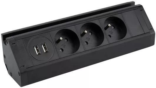 Πρίζα Ρεύματος Orno Τριπλή με 2 Θύρες USB Μαύρο