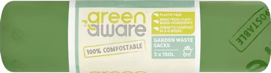 Βιοδιασπώμενες Σακούλες Απορριμάτων για τον Κήπο Χωρητικότητας 150lt Greenaware Compostable 3τμχ Μπεζ