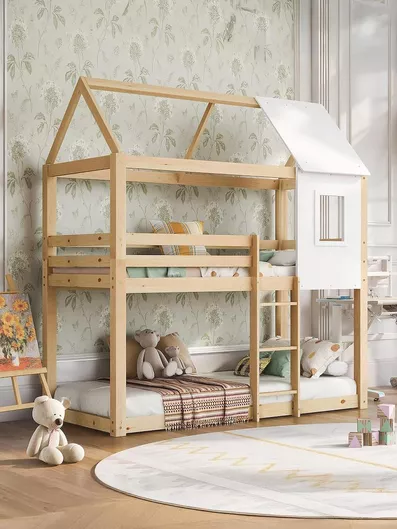 Παιδικό Κρεβάτι Κουκέτα Μονό για Στρώμα 90x190cm Μπεζ