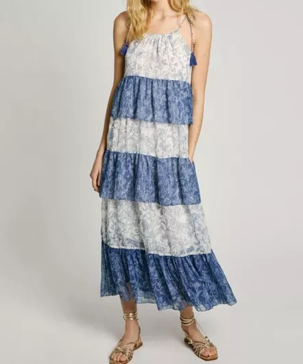 Pepe Jeans Maxi Καλοκαιρινό Φόρεμα Steel Blue