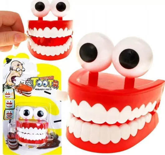 Wind-Up Walking Chattering Teeth Toy with Googly Eyes – Fun Clattering Novelty Gift Za1162