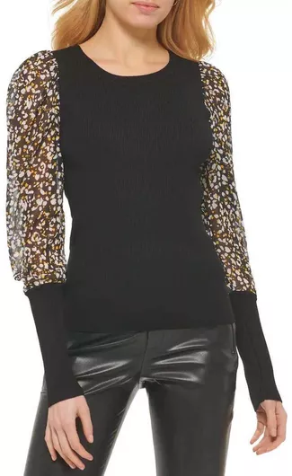 DKNY Μακρυμάνικο Μαύρο Γυναικείο Πουλόβερ