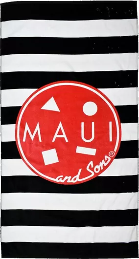  Maui & Sons LogoΠετσέτα Θαλάσσης 150x75cm Ριγέ Λευκό / Μαύρο