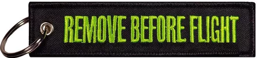 Μπρελόκ Υφασμάτινο Κεντητό Λογότυπο Remove Before Flight Green